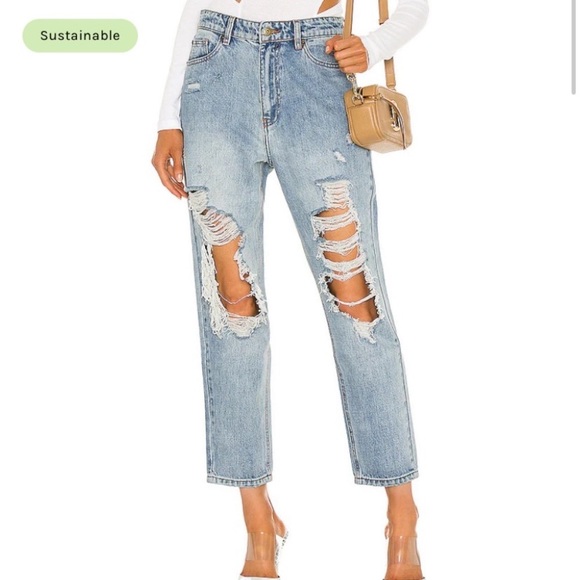 Bardot Denim - BARDOT Mum Jean in Vintage size 28 destroyed distressed high rise mom jeans blue